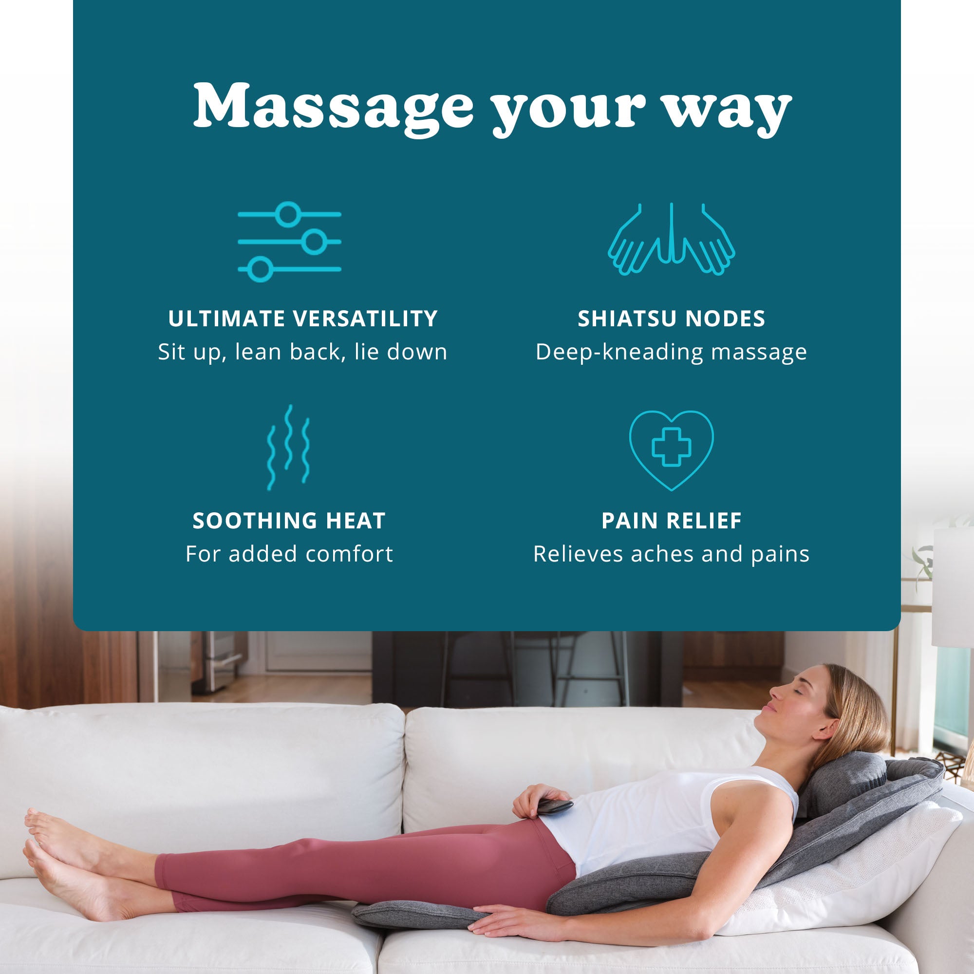 Total Recline Shiatsu Massage Cushion