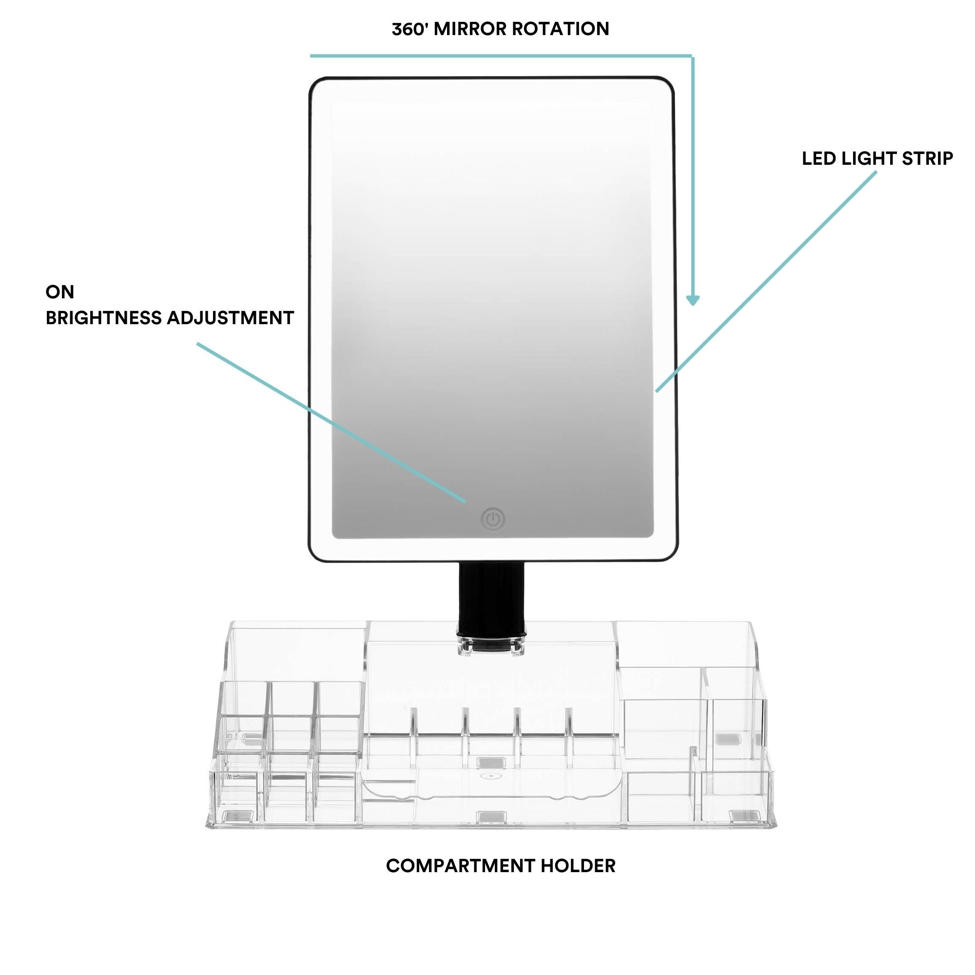 Radiance LED Beauty Mirror with Organiser-Homedics