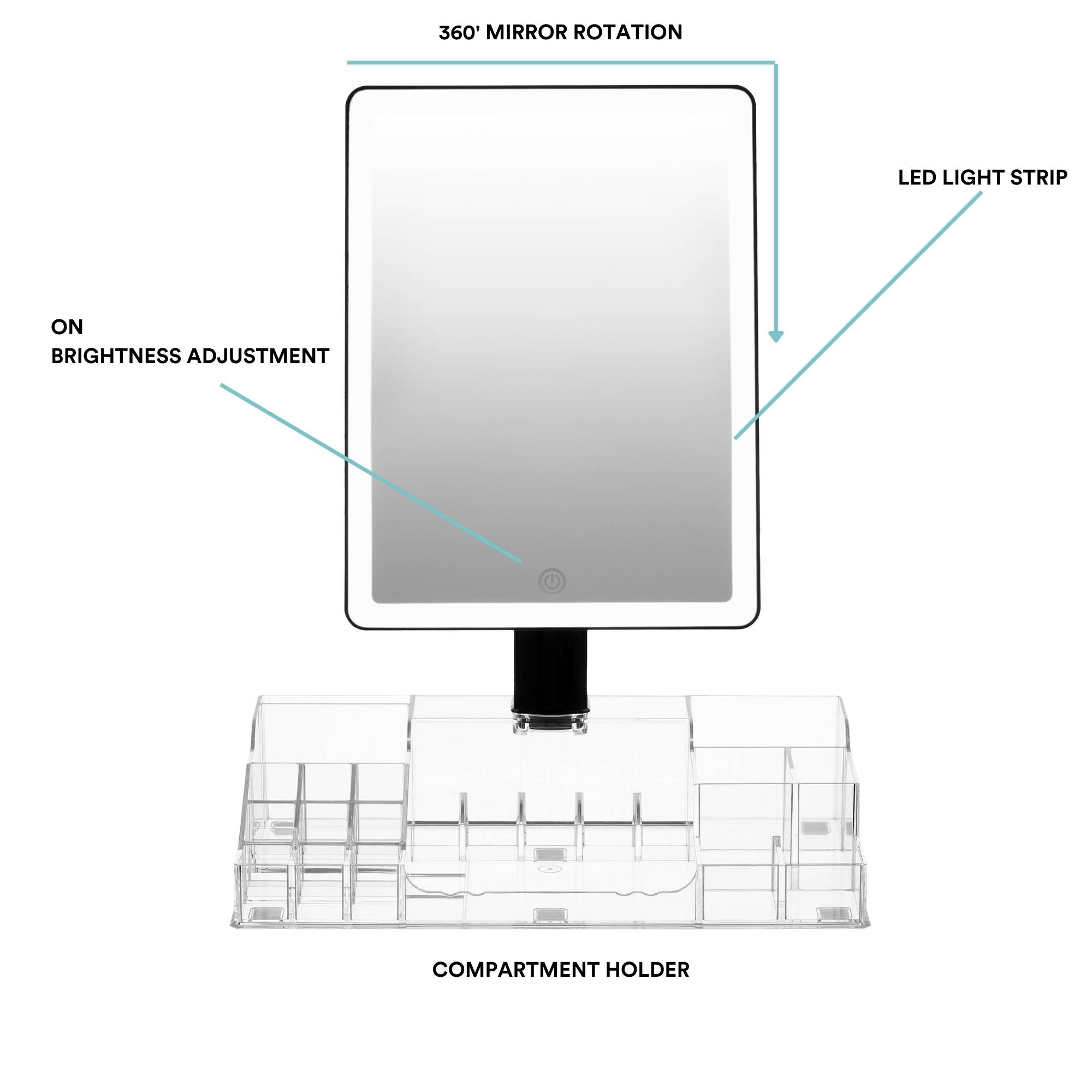 Radiance LED Beauty Mirror with Organiser-Homedics