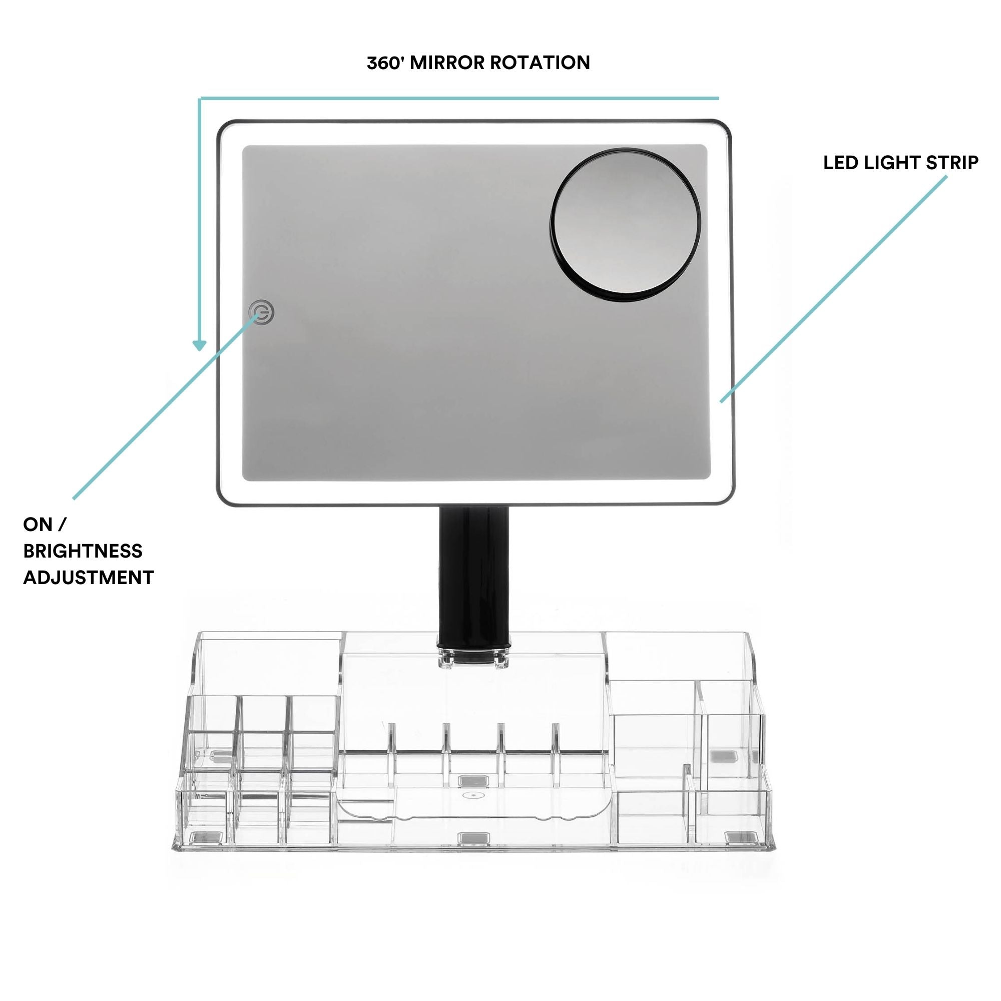 Radiance LED Beauty Mirror with Organiser-Homedics